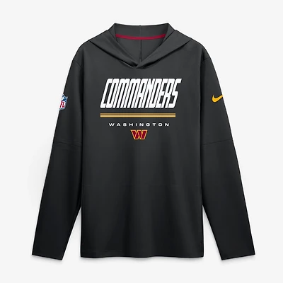 Men's Nike Black Washington Commanders Sideline Lightweight Long Sleeve Hooded Dri-FIT Top
