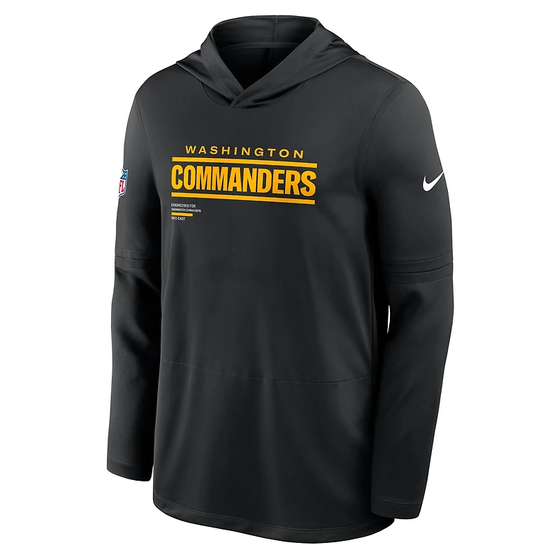 T-shirt à capuche et manches longues Nike Washington Commanders Sideline Pure Fury Dri-FIT pour homme, noir
