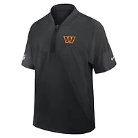 Veste d'entraîneur Nike noire Washington Commanders Sideline à manches courtes et quart de zip pour homme