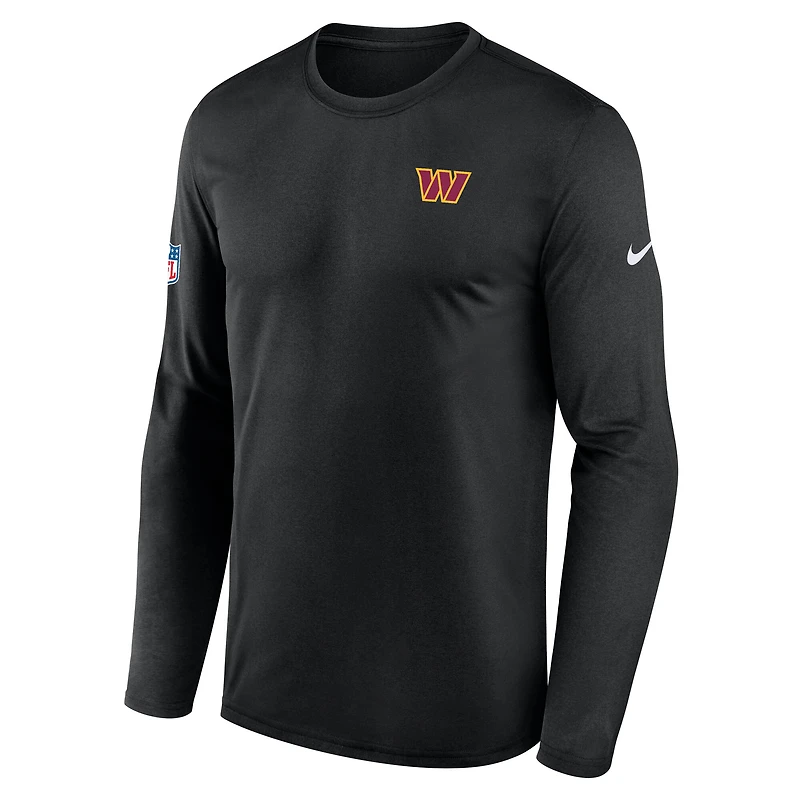 Men's Nike Black Washington Commanders Sideline Small Logo Legend Dri-FIT Long Sleeve T-Shirt
