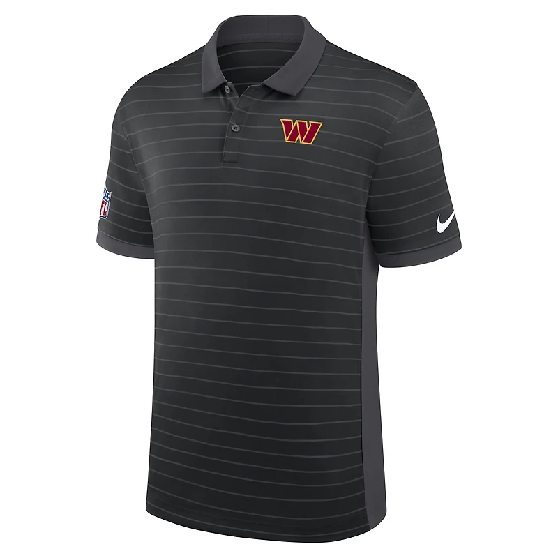 Men's Nike Black Washington Commanders Sideline Victory Stripe Dri-FIT Polo