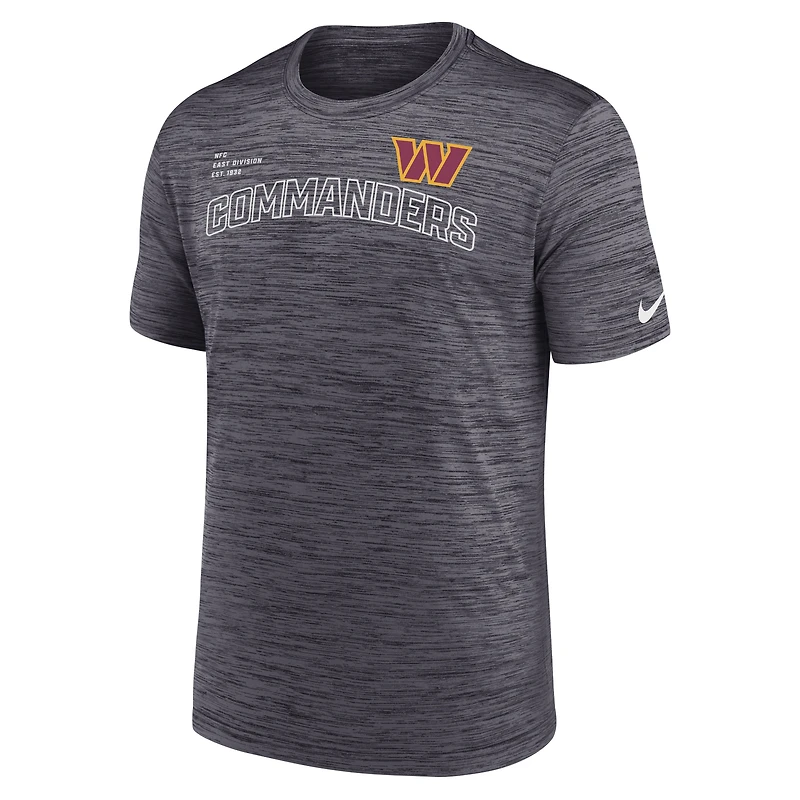 T-shirt de performance Nike Washington Commanders Velocity Arch noir pour homme