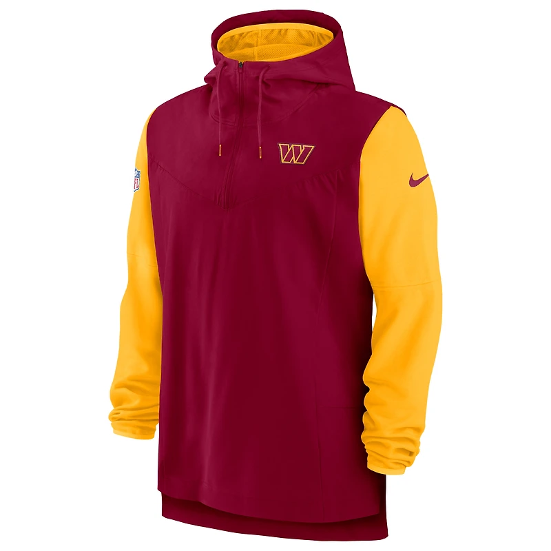 Sweat à capuche zippé pour homme Washington Commanders Sideline Player homme, bourgogne/doré Nike