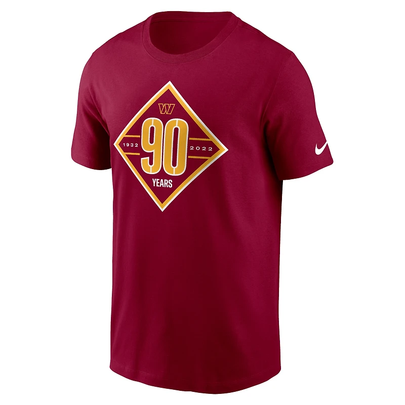 T-shirt 90e anniversaire Nike Washington Commanders pour homme, bourgogne