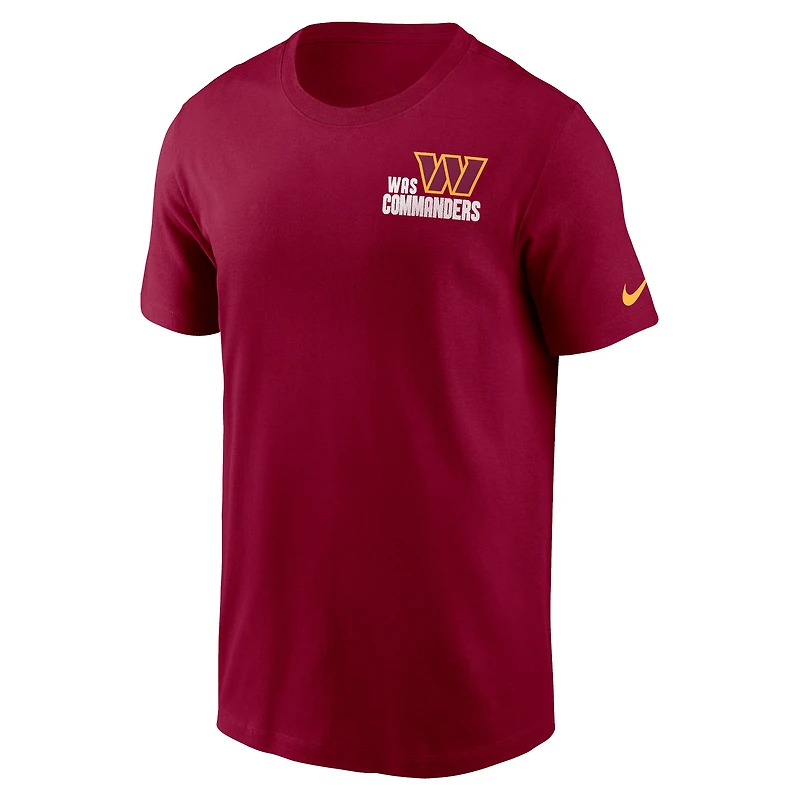 T-shirt essentiel Nike Washington Commanders Blitz pour homme, bourgogne