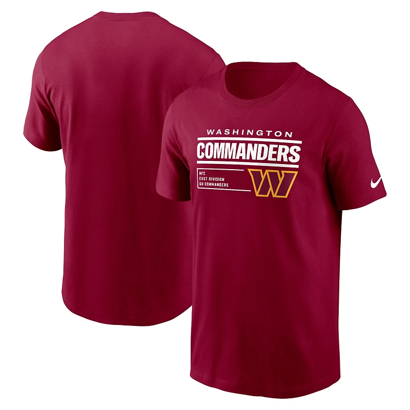 T-shirt essentiel Nike Washington Commanders Division pour homme, bourgogne