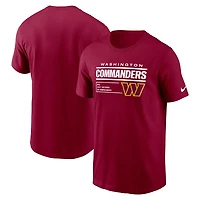 T-shirt essentiel Nike Washington Commanders Division pour homme, bourgogne