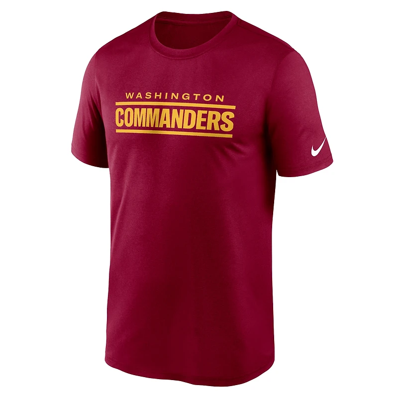 T-shirt Performance Nike Washington Commanders Legend Wordmark pour homme, bourgogne