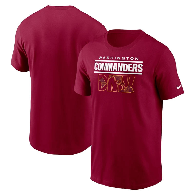 T-shirt essentiel Nike Washington Commanders Local pour homme, bourgogne