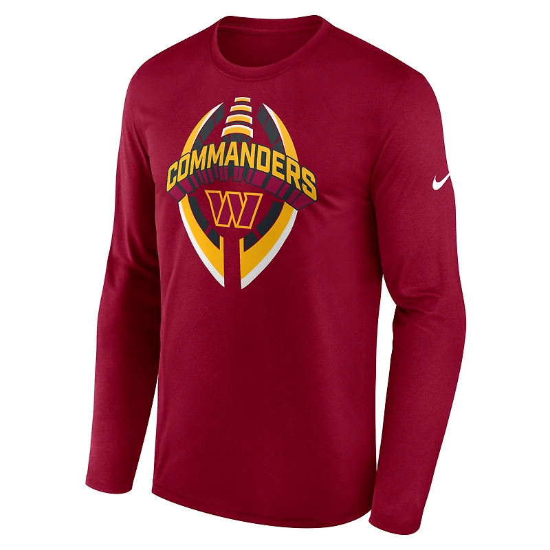 T-shirt Nike bordeaux Washington Commanders Primetime Legend Icon Performance à manches longues pour homme