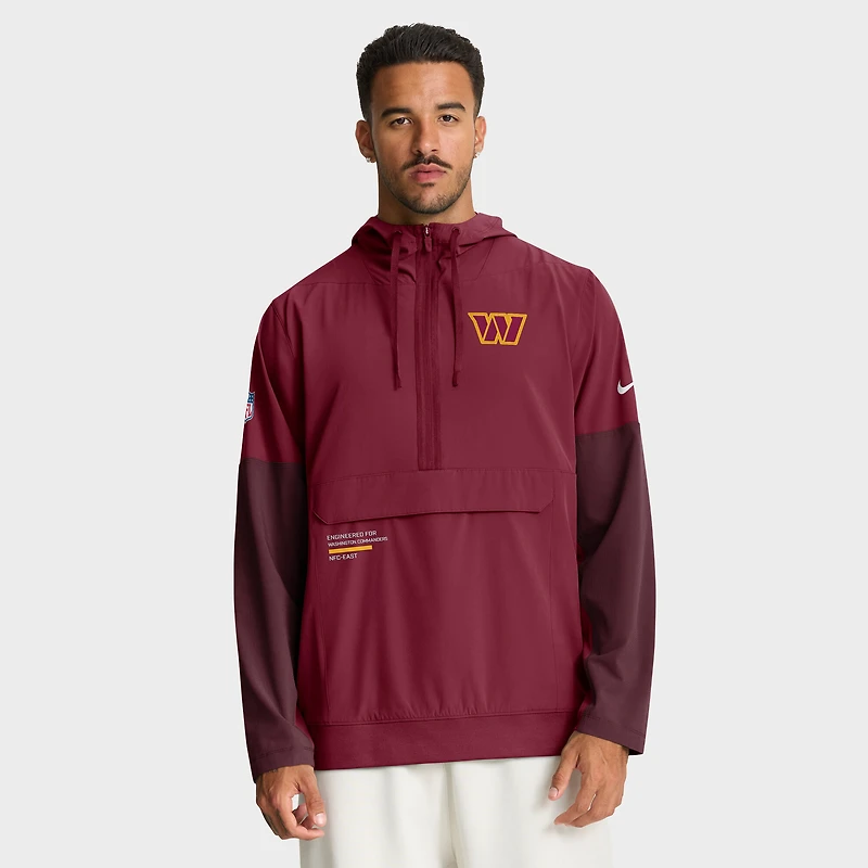 Veste à capuche Nike bordeaux Washington Commanders Sideline Anorak demi-zip pour homme