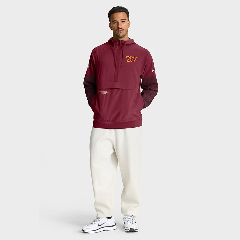 Veste à capuche Nike bordeaux Washington Commanders Sideline Anorak demi-zip pour homme