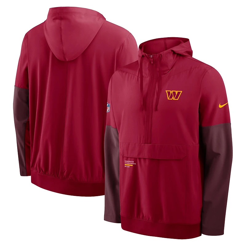 Veste à capuche Nike bordeaux Washington Commanders Sideline Anorak demi-zip pour homme