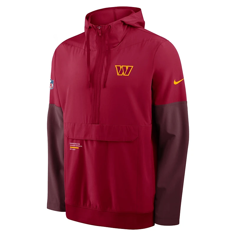 Veste à capuche Nike bordeaux Washington Commanders Sideline Anorak demi-zip pour homme