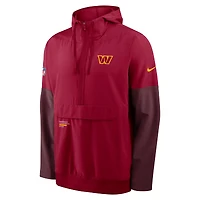 Veste à capuche Nike bordeaux Washington Commanders Sideline Anorak demi-zip pour homme