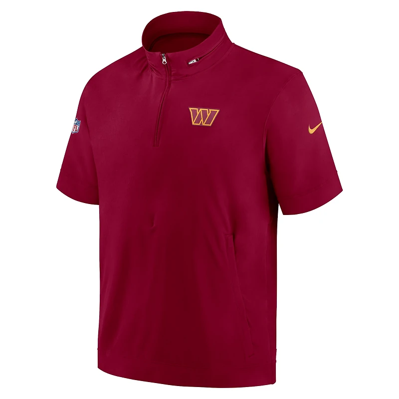 Veste à capuche manches courtes et fermeture éclair pour homme Washington Commanders Sideline Coach Nike, bordeaux