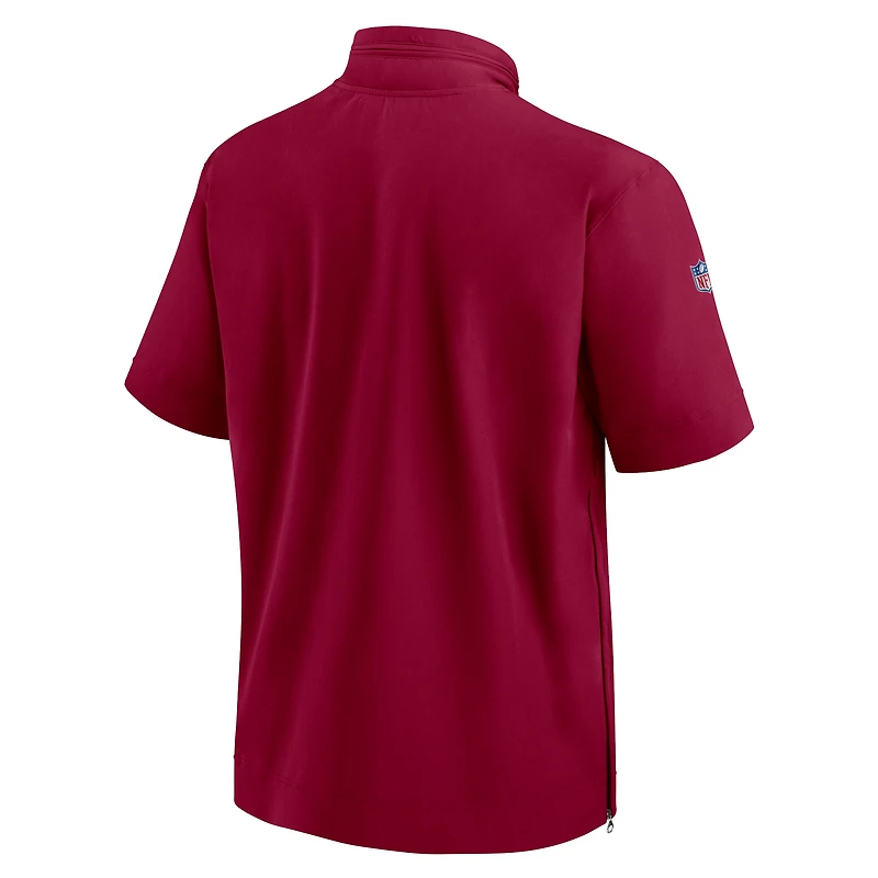 Veste à capuche manches courtes et fermeture éclair pour homme Washington Commanders Sideline Coach Nike, bordeaux