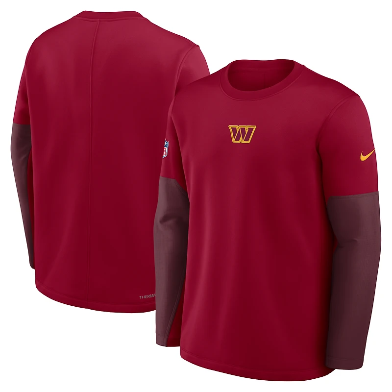 Men's Nike Burgundy Washington Commanders Sideline Coach Therma-FIT Long Sleeve T-Shirt