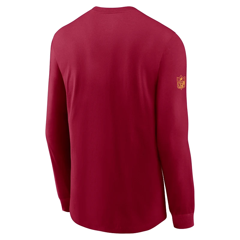 T-shirt à manches longues Nike bordeaux Washington Commanders Sideline Dri-FIT pour homme