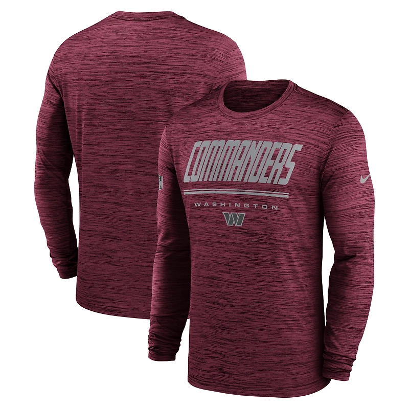 Men's Nike Burgundy Washington Commanders Sideline Offensive Transition Velocity Dri-FIT Long Sleeve T-Shirt