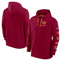 Sweat à capuche entièrement zippé Nike Washington Commanders Surrey pour homme, bourgogne