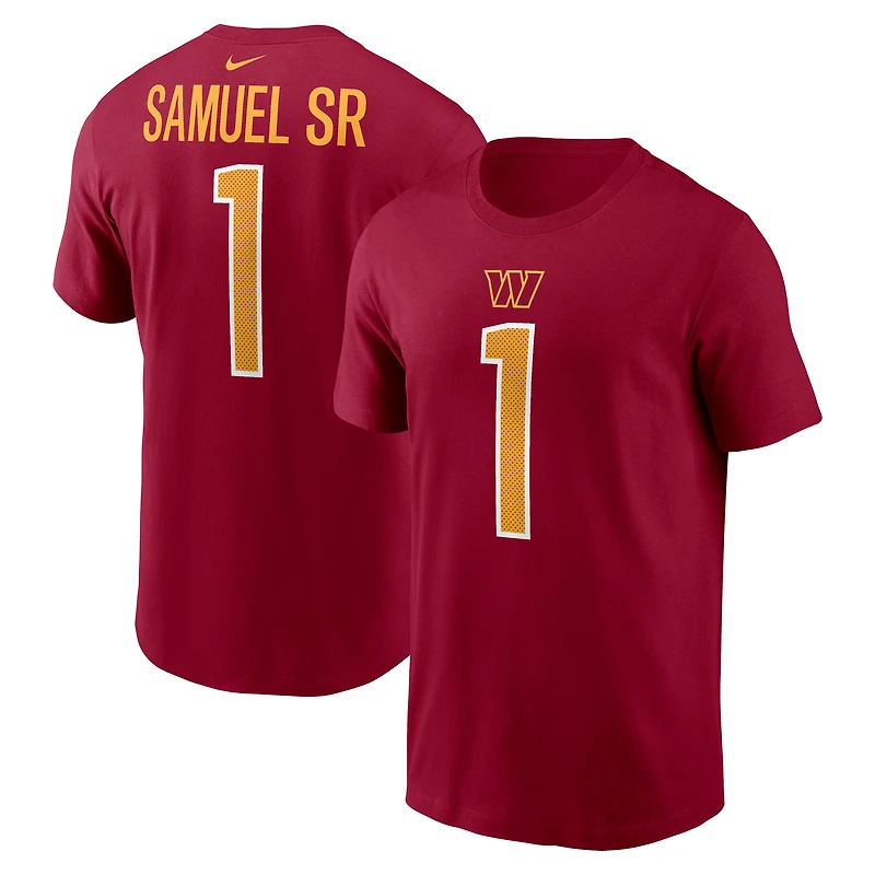 Men's  Nike Deebo Samuel Sr Burgundy Washington Commanders Name & Number T-Shirt
