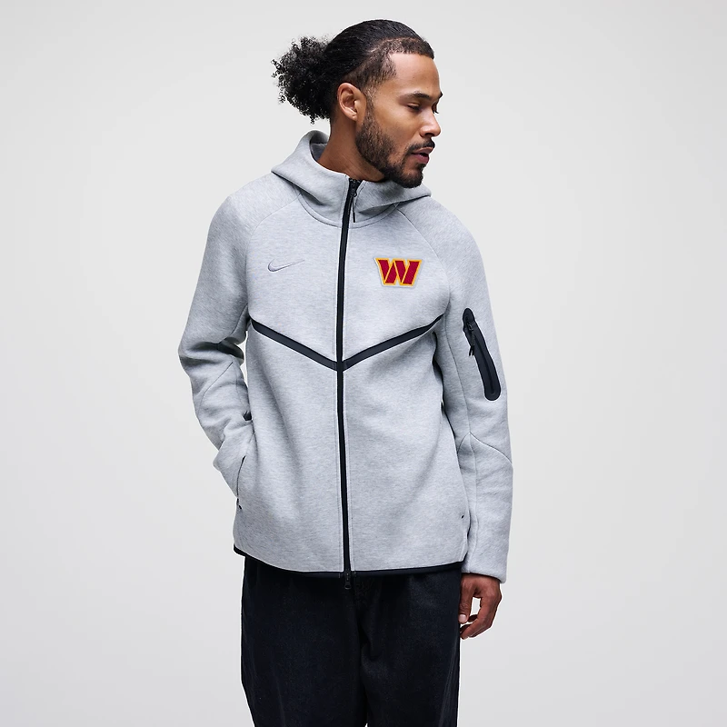 Men's Nike Heather Gray Washington Commanders Tech Fleece Full-Zip Windrunner Hoodie