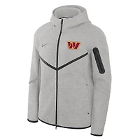 Men's Nike Heather Gray Washington Commanders Tech Fleece Raglan Full-Zip Windrunner Hoodie