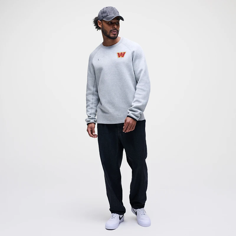 Sweat-shirt Nike Tech Fleece Raglan gris chiné pour homme des Washington Commanders