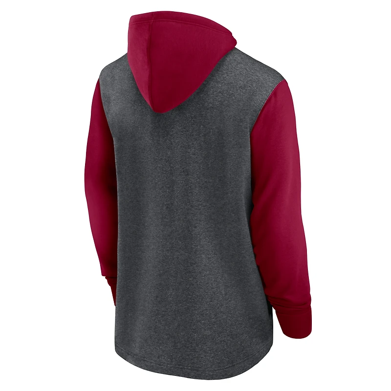 Sweat à capuche Nike Heathered Charcoal/Burgundy Washington Commanders Surrey Legacy pour hommes