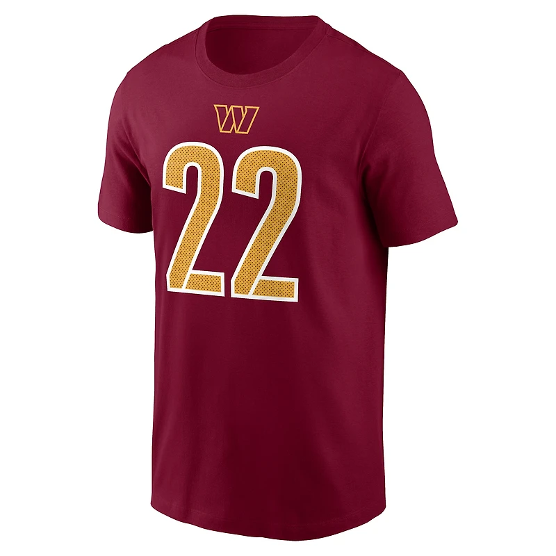 T-shirt Nike Jacory Croskey-Merritt bordeaux pour homme, avec nom et numéro de joueur des Washington Commanders