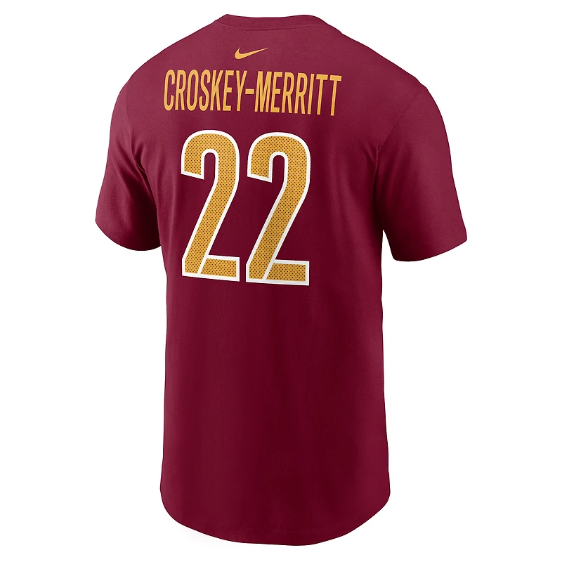 Men's Nike Jacory Croskey-Merritt Burgundy Washington Commanders Player Name & Number T-Shirt