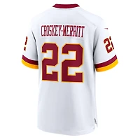 Maillot Nike Jacory Croskey-Merritt blanc pour homme, édition Super Bowl, Washington Commanders