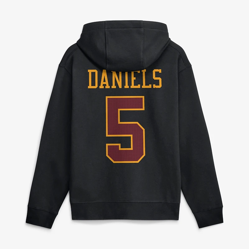 Sweat à capuche Nike Jayden Daniels noir pour homme, avec nom et numéro des Washington Commanders