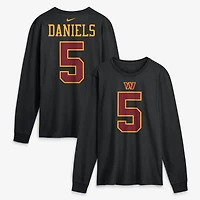 T-shirt à manches longues Nike Jayden Daniels noir Washington Commanders pour homme, avec nom et numéro