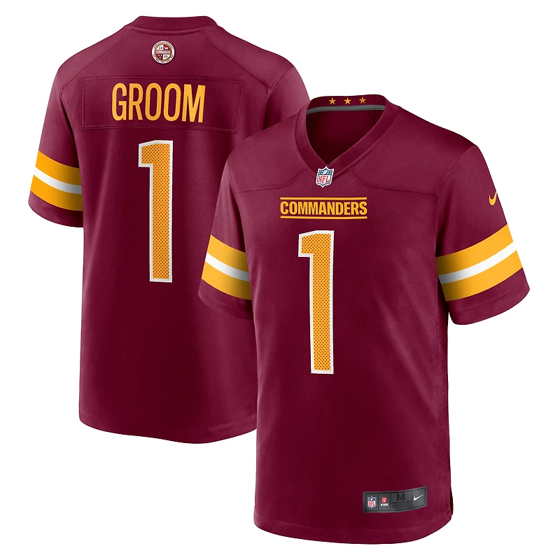 Men's Nike Number 1 Groom Burgundy Washington Commanders Game Jersey