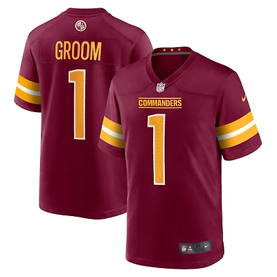 Men's Nike Number 1 Groom Burgundy Washington Commanders Game Jersey