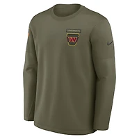 Men's Nike Olive Washington Commanders 2025 Salute to Service Sideline Coaches Therma-FIT Long Sleeve Shirt
