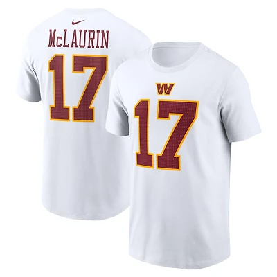 T-shirt Nike Terry McLaurin blanc pour homme, avec nom et numéro des Washington Commanders