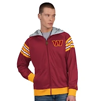 Veste de survêtement à capuche zippée Pro Player bordeaux/or Washington Commanders pour homme