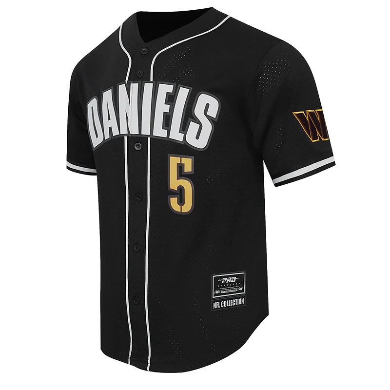 Maillot de baseball à boutons en maille Pro Standard Jayden Daniels pour homme, noir, Washington Commanders