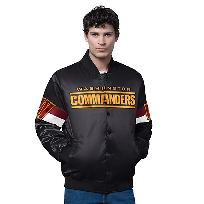 Veste universitaire noire à boutons-pression triple option pour homme des Washington Commanders