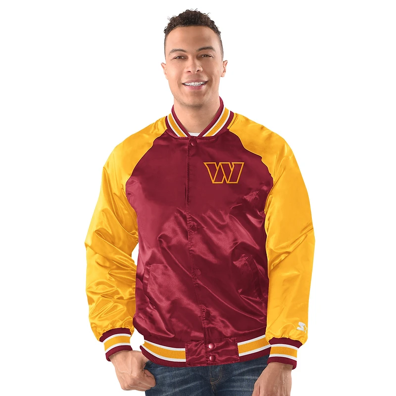 Men's Starter  Burgundy/Gold Washington Commanders Inductee Raglan Full-Snap Varsity Jacket