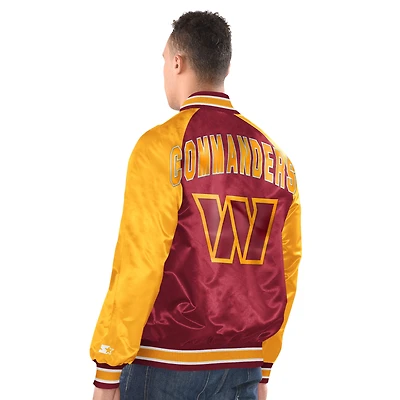 Men's Starter Burgundy/Gold Washington Commanders Inductee Raglan Full-Snap Varsity Jacket