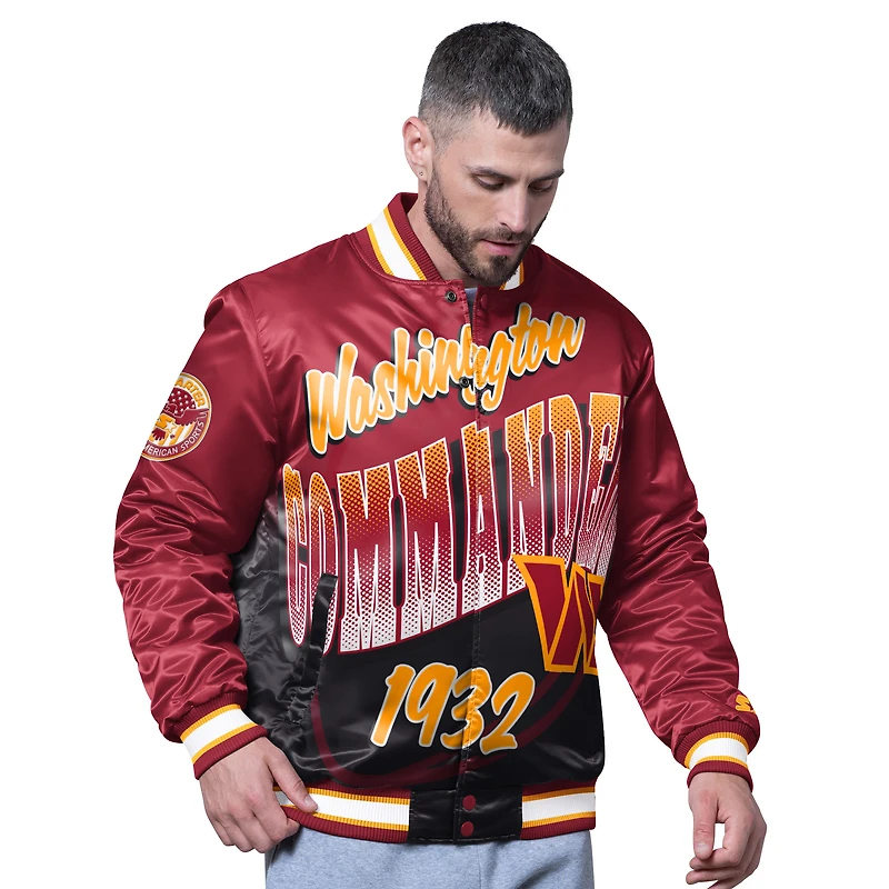 Men's Starter Burgundy Washington Commanders Pass Rush Varsity Full-Snap Jacket