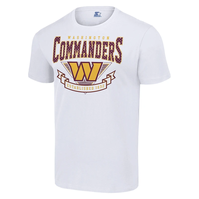 T-shirt blanc pour homme avec logo de l'équipe inspirée des années 80 Washington Commanders