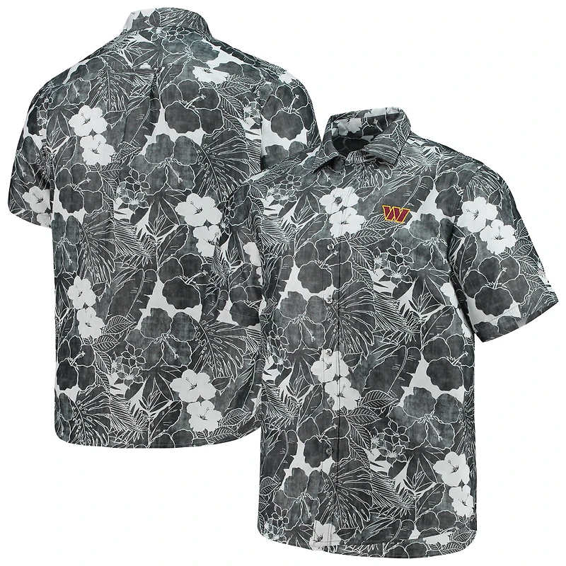 Men's Tommy Bahama Black Washington Commanders Coconut Point Playa Floral IslandZone Button-Up Shirt