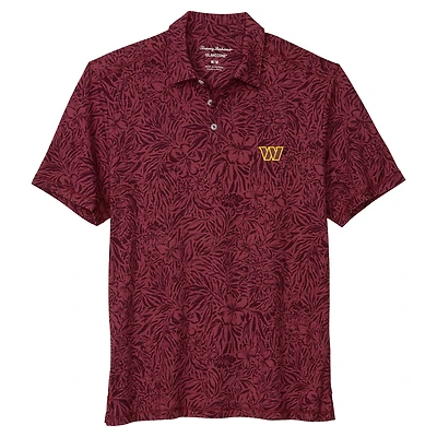 Men's Tommy Bahama Burgundy Washington Commanders IslandZone Wild Hibiscus Tri-Blend Polo