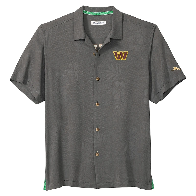 Chemise boutonnée grise Tommy Bahama pour homme, motif Washington Commanders, prise du jour, IslandZone