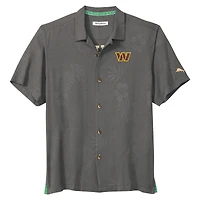 Chemise boutonnée grise Tommy Bahama pour homme, motif Washington Commanders, prise du jour, IslandZone